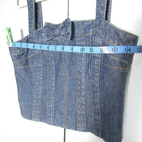 Marc Jacobs Crop Top Bow Detail Corset Bustier Blue Denim Size 4 - Picture 9 of 12